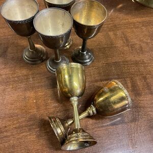 Vintage Brass Mini Goblet Set, set of 5
